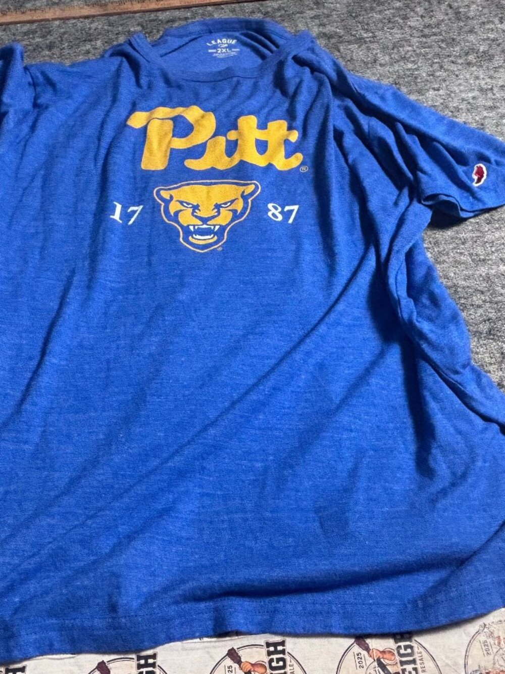 League 2XL Blue Pitt T-Shirt with Panther Logo